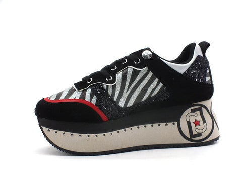 LIU JO Super Maxi Wonder 2 Sneaker Glitter Platform Zebra Silver BF1041TX198 - Sandrini Calzature e Abbigliamento