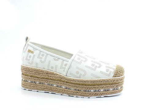 LIU JO Winona 03 Espadrillas Flat Form Loghi White SA2115PX149 - Sandrini Calzature e Abbigliamento