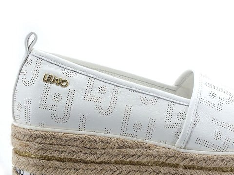 LIU JO Winona 03 Espadrillas Flat Form Loghi White SA2115PX149 - Sandrini Calzature e Abbigliamento