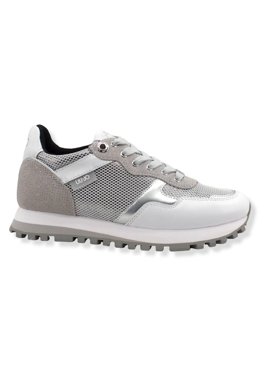 LIU JO Wonder 01 Glitter Sneaker Donna Silver White BF2061PX239 - Sandrini Calzature e Abbigliamento