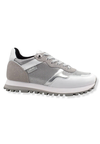LIU JO Wonder 01 Glitter Sneaker Donna Silver White BF2061PX239 - Sandrini Calzature e Abbigliamento
