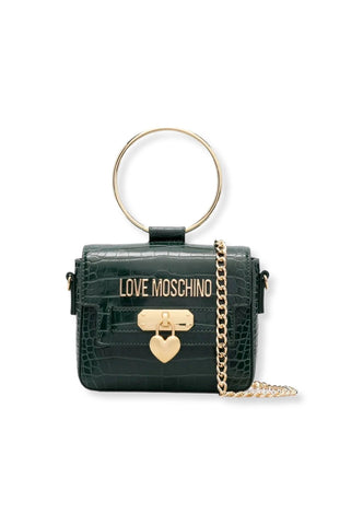 LOVE MOSCHINO Borsa Donna Mini Stampa Coccodrillo Verde Bottiglia JC4072PP1FLF0858 - Sandrini Calzature e Abbigliamento