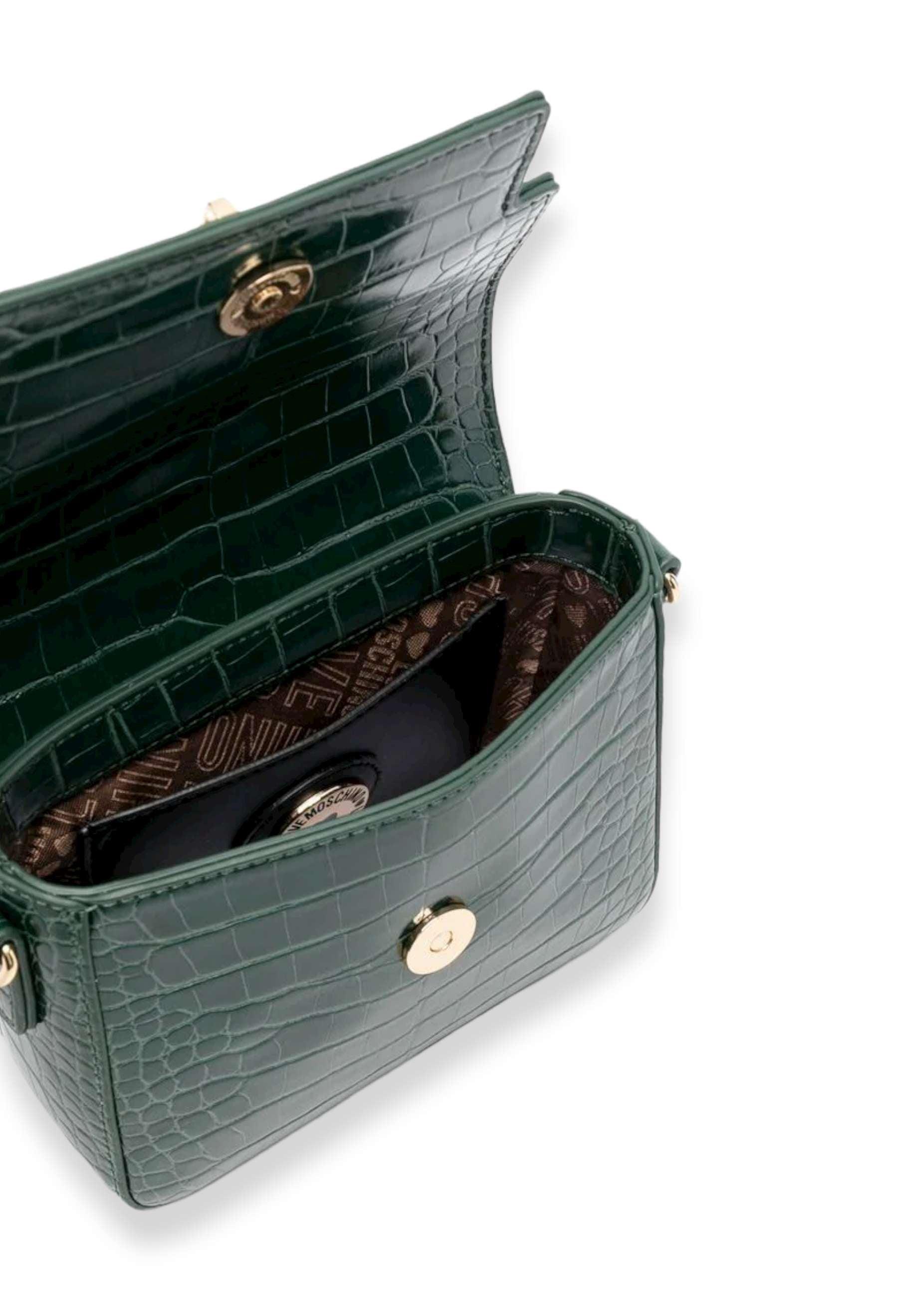 LOVE MOSCHINO Borsa Donna Mini Stampa Coccodrillo Verde Bottiglia JC4072PP1FLF0858 - Sandrini Calzature e Abbigliamento