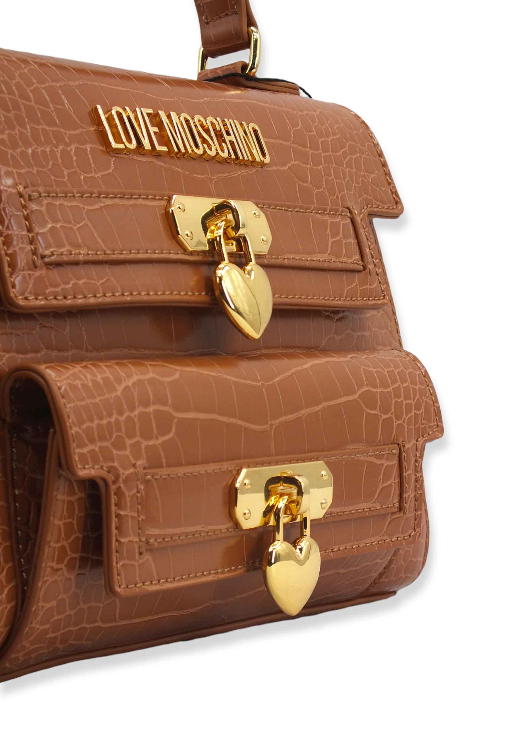 LOVE MOSCHINO Borsa Donna Stampa Coccodrillo Marrone Cammello JC4200PP1FLF0201 - Sandrini Calzature e Abbigliamento