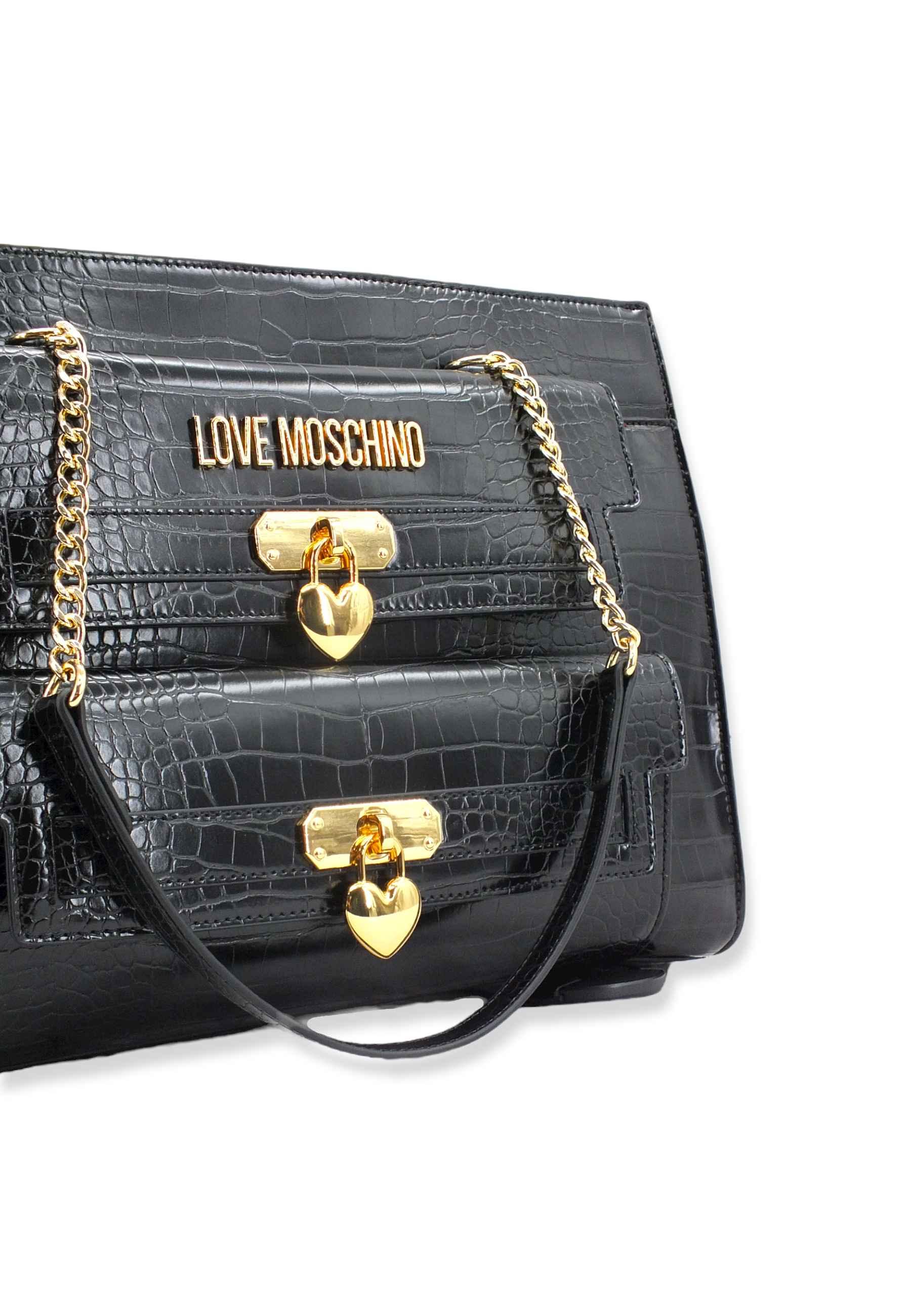LOVE MOSCHINO Borsa Donna Stampa Coccodrillo Nero JC4069PP1FLF0000 - Sandrini Calzature e Abbigliamento