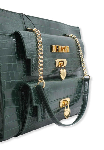 LOVE MOSCHINO Borsa Donna Stampa Coccodrillo Verde Bottiglia JC4069PP1FLF0858 - Sandrini Calzature e Abbigliamento
