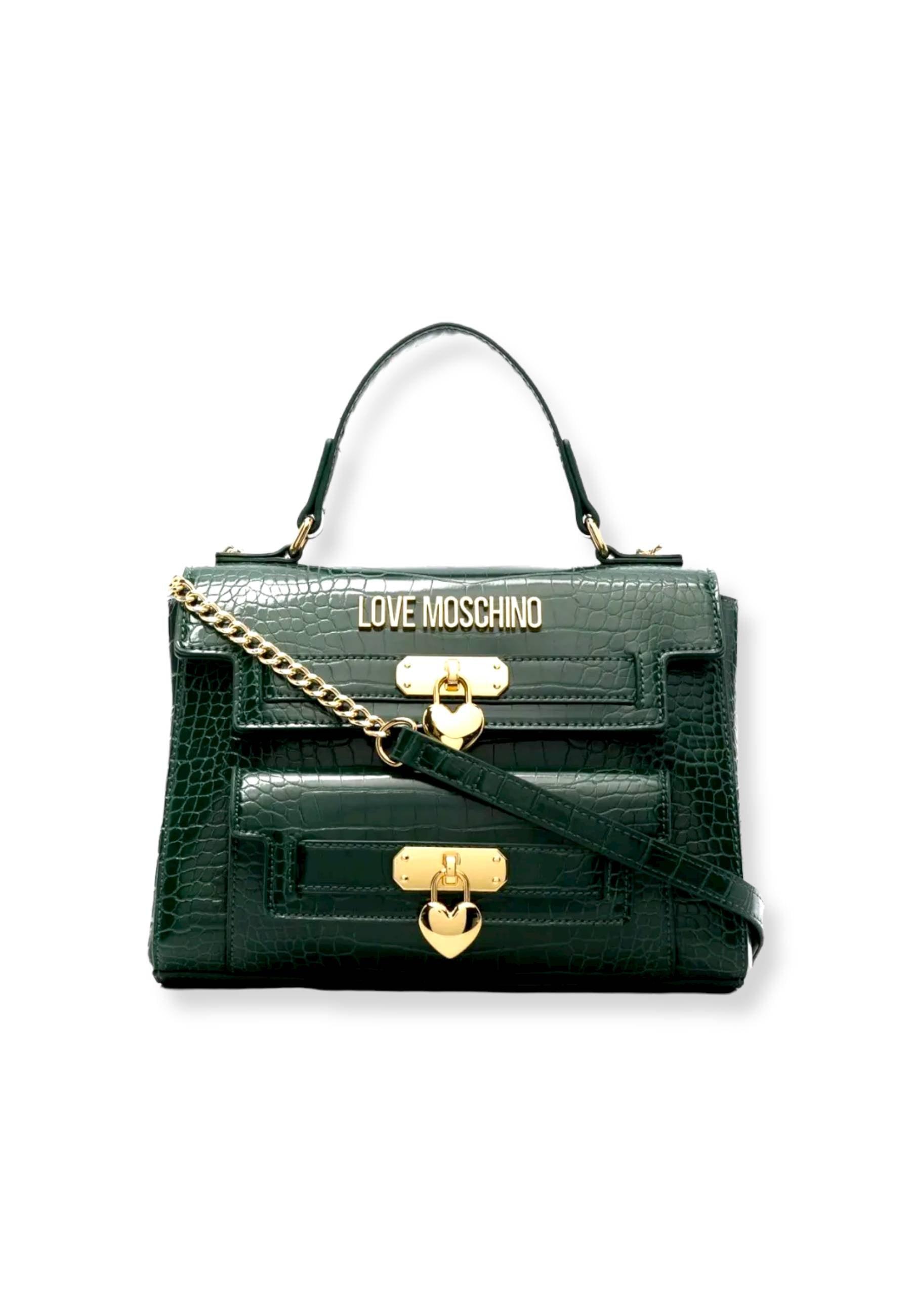 LOVE MOSCHINO Borsa Donna Stampa Coccodrillo Verde Bottiglia JC4200PP1FLF0858 - Sandrini Calzature e Abbigliamento