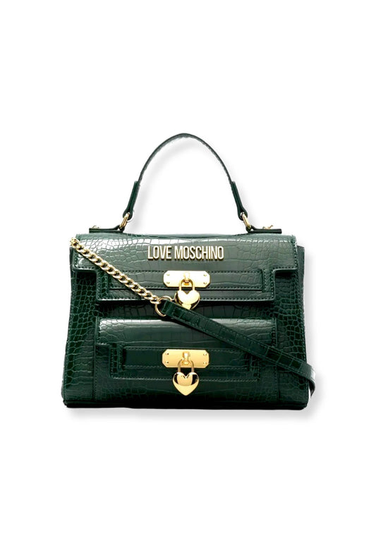 LOVE MOSCHINO Borsa Donna Stampa Coccodrillo Verde Bottiglia JC4200PP1FLF0858 - Sandrini Calzature e Abbigliamento