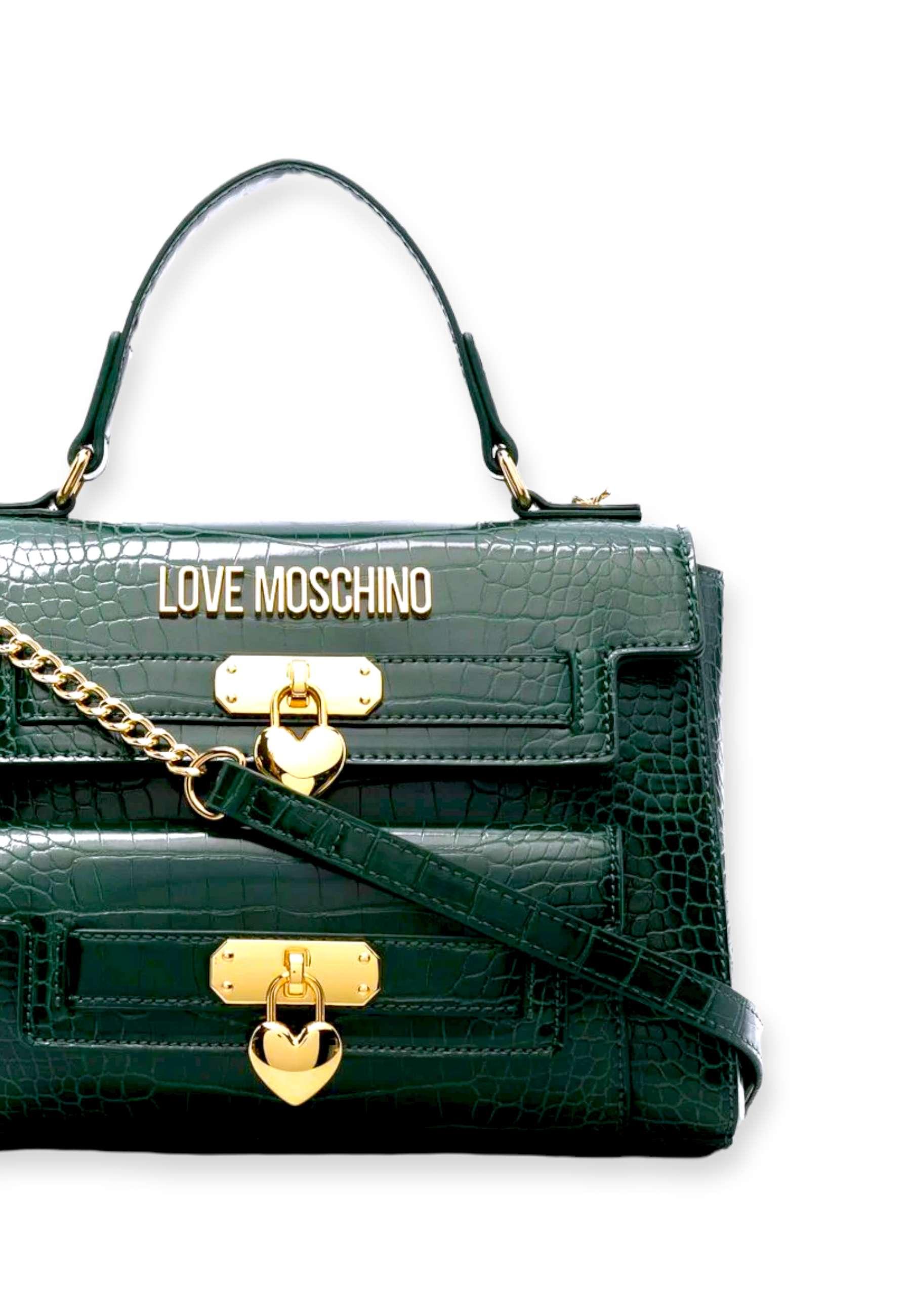 LOVE MOSCHINO Borsa Donna Stampa Coccodrillo Verde Bottiglia JC4200PP1FLF0858 - Sandrini Calzature e Abbigliamento