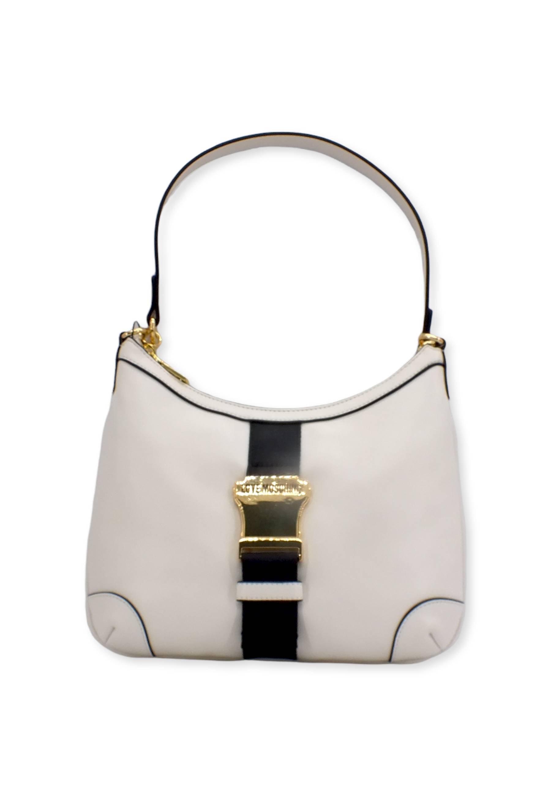 LOVE MOSCHINO Borsa Hobo Bianco Nero JC4366PP0FKH112A - Sandrini Calzature e Abbigliamento