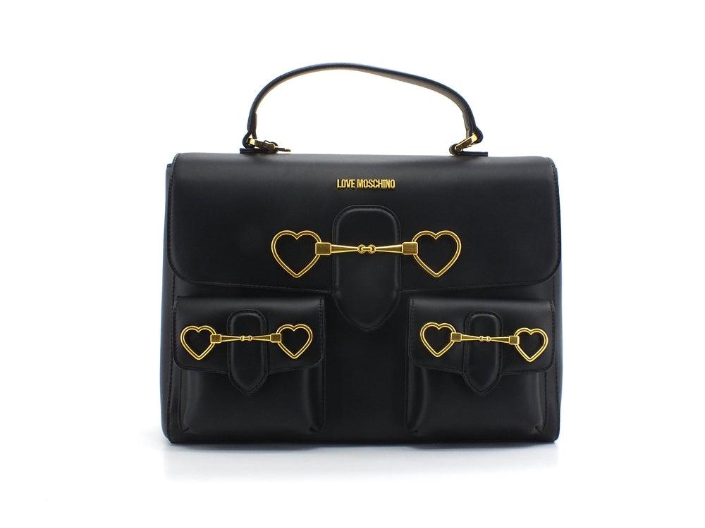 LOVE MOSCHINO Borsa Messenger Inserti Gold Nero JC4076PP1ELC0000 - Sandrini Calzature e Abbigliamento