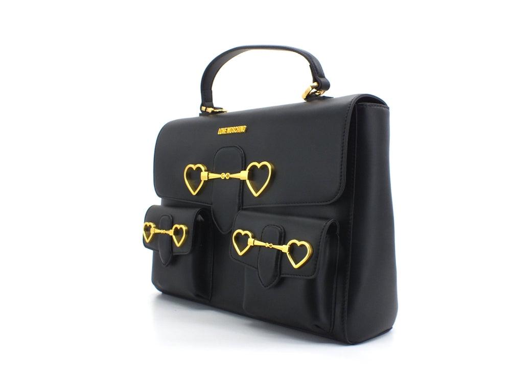 LOVE MOSCHINO Borsa Messenger Inserti Gold Nero JC4076PP1ELC0000 - Sandrini Calzature e Abbigliamento