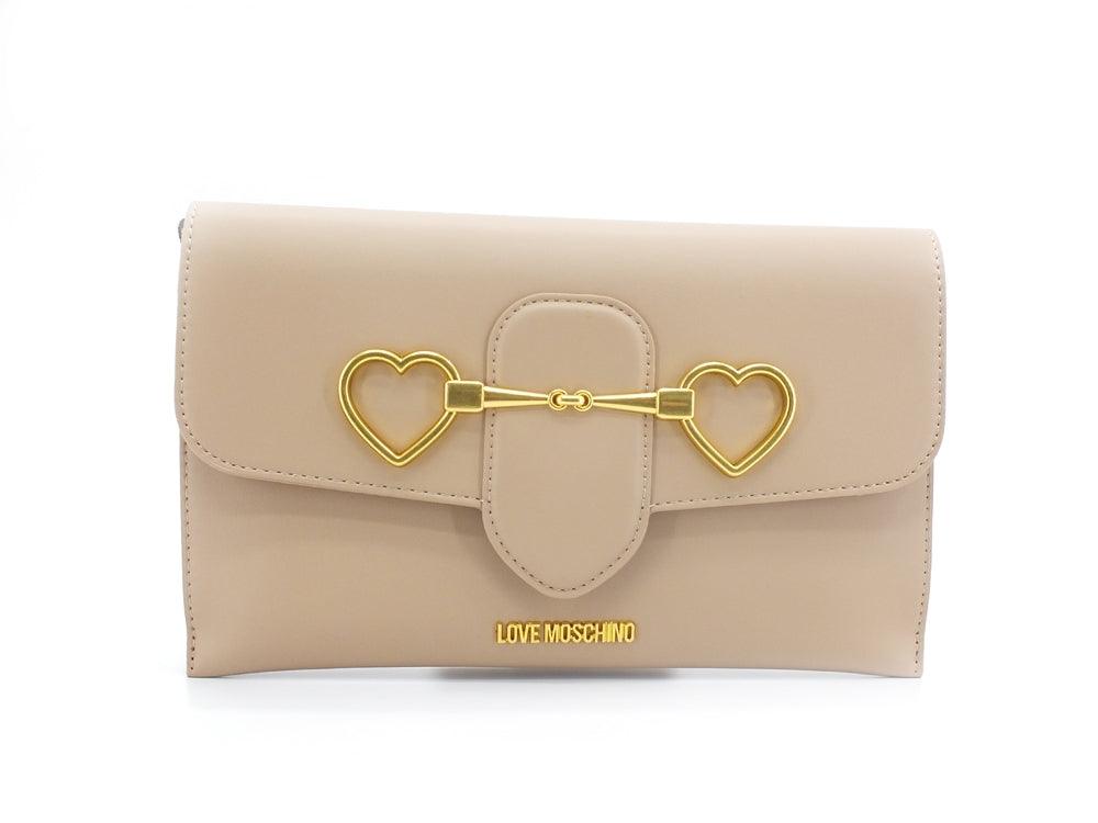 LOVE MOSCHINO Borsa Pochette Clutch Cuori Natural Nued Beige JC4081PP1ELC0107 - Sandrini Calzature e Abbigliamento