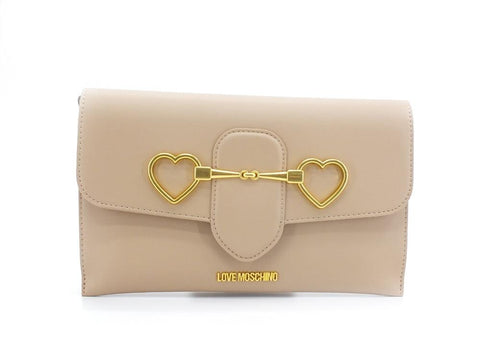 LOVE MOSCHINO Borsa Pochette Clutch Cuori Natural Nued Beige JC4081PP1ELC0107 - Sandrini Calzature e Abbigliamento