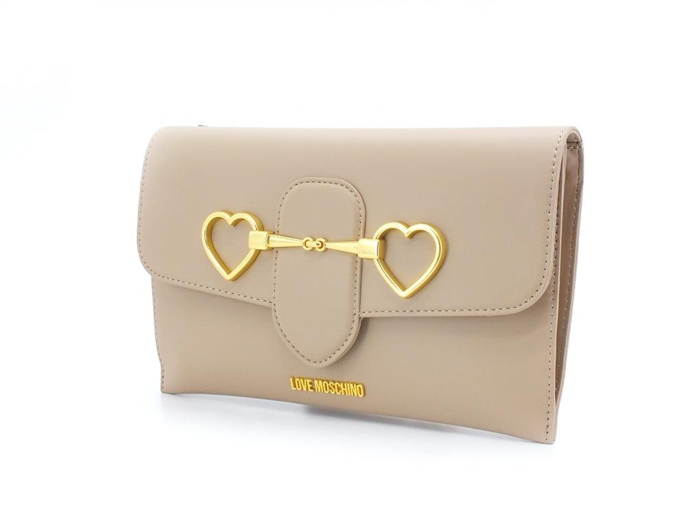 LOVE MOSCHINO Borsa Pochette Clutch Cuori Natural Nued Beige JC4081PP1ELC0107 - Sandrini Calzature e Abbigliamento