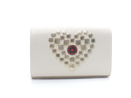 LOVE MOSCHINO Borsa Pochette Clutch Logo Cuore Borchie Avorio JC4114PP1ELP0110 - Sandrini Calzature e Abbigliamento