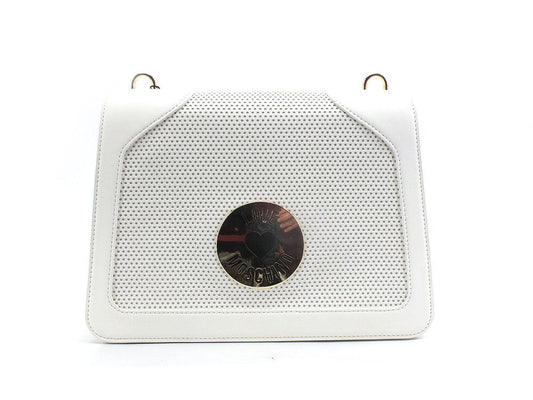 LOVE MOSCHINO Borsa Saddle Clutch Perforated Logo Bianco Avorio JC4393PP0EKL110A - Sandrini Calzature e Abbigliamento