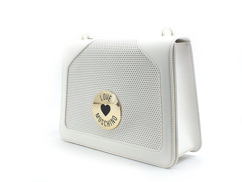 LOVE MOSCHINO Borsa Saddle Clutch Perforated Logo Bianco Avorio JC4393PP0EKL110A - Sandrini Calzature e Abbigliamento