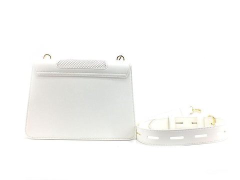 LOVE MOSCHINO Borsa Saddle Clutch Perforated Logo Bianco Avorio JC4393PP0EKL110A - Sandrini Calzature e Abbigliamento