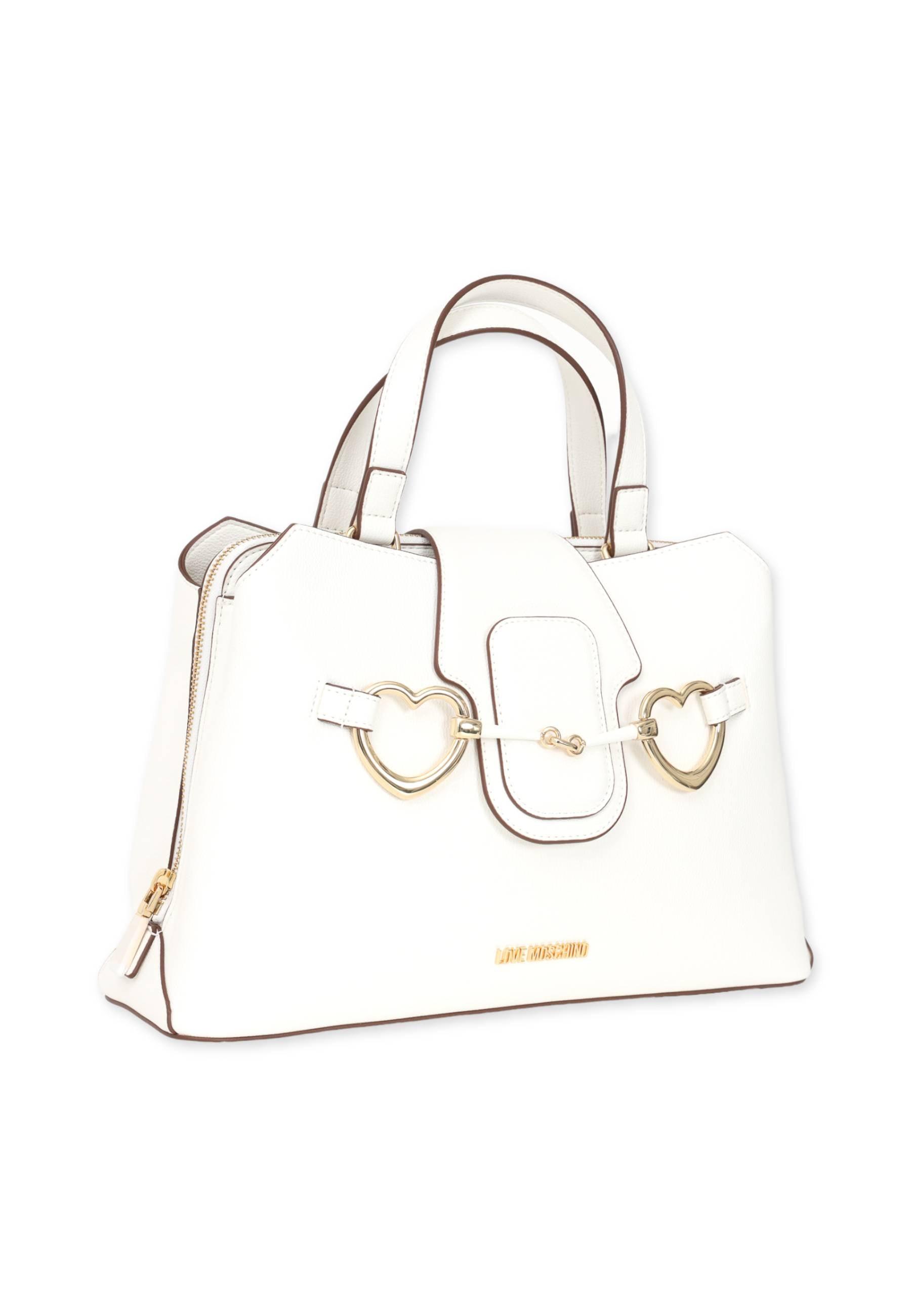 LOVE MOSCHINO Borsa Satchel Cuori Bianco JC4131PP1GLI1100 - Sandrini Calzature e Abbigliamento