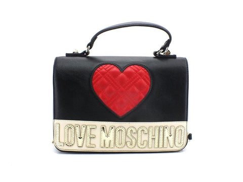 LOVE MOSCHINO Borsa Satchel Tracolla Cuore Nero Rosso Avorio JC4023PP1ELD100A - Sandrini Calzature e Abbigliamento