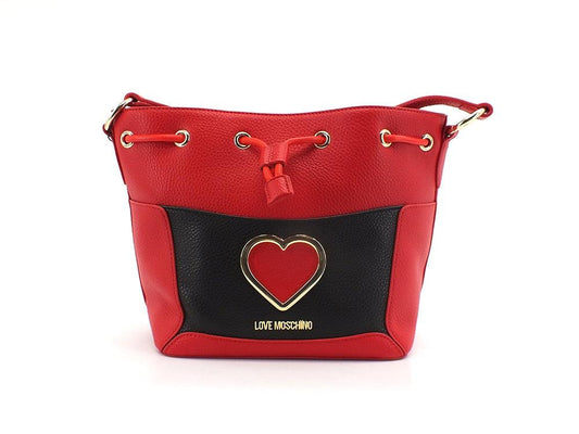 LOVE MOSCHINO Borsa Secchiello Cuore Gold Rosso Nero JC4322PP0DKP150A - Sandrini Calzature e Abbigliamento