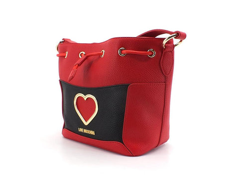 LOVE MOSCHINO Borsa Secchiello Cuore Gold Rosso Nero JC4322PP0DKP150A - Sandrini Calzature e Abbigliamento