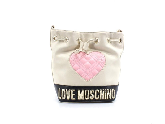 LOVE MOSCHINO Borsa Secchiello Cuore Quilted Avorio Nero Rosa JC4027PP1ELD111A - Sandrini Calzature e Abbigliamento
