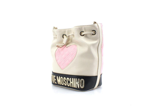 LOVE MOSCHINO Borsa Secchiello Cuore Quilted Avorio Nero Rosa JC4027PP1ELD111A - Sandrini Calzature e Abbigliamento