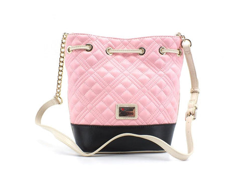 LOVE MOSCHINO Borsa Secchiello Cuore Quilted Avorio Nero Rosa JC4027PP1ELD111A - Sandrini Calzature e Abbigliamento