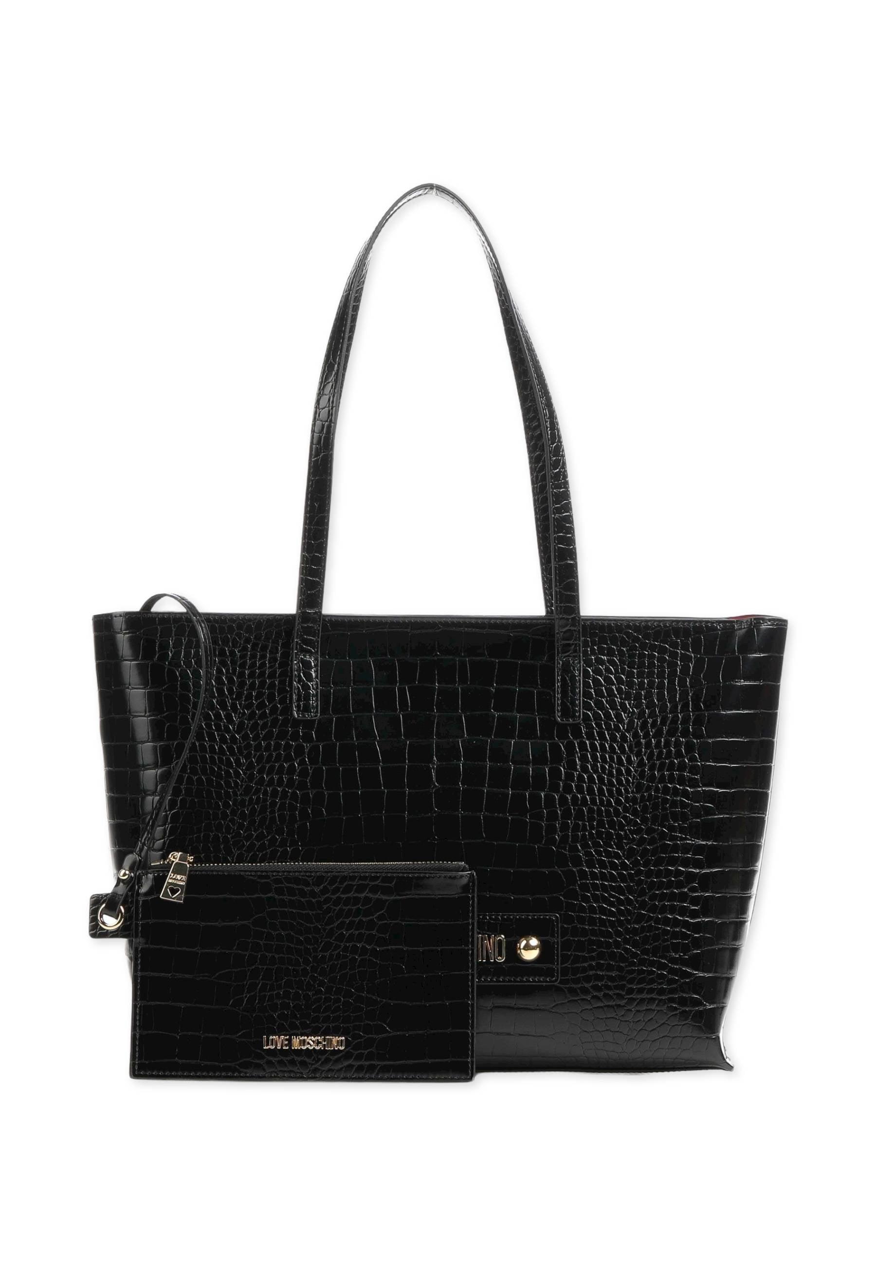 LOVE MOSCHINO Borsa Stile Coccodrillo Con Pochette Nero JC4425PP0FKS0000 - Sandrini Calzature e Abbigliamento