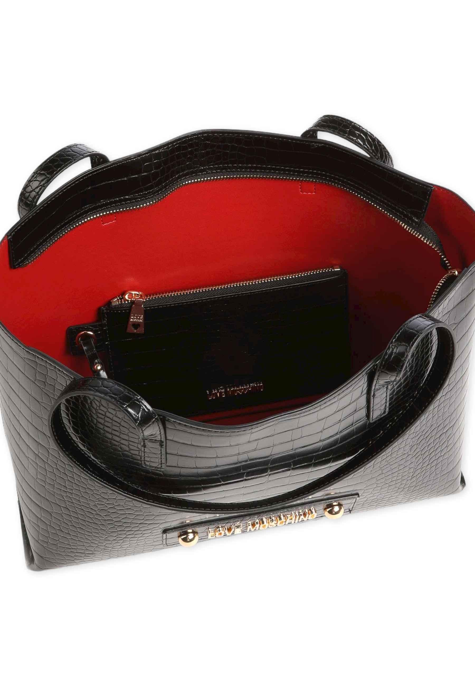 LOVE MOSCHINO Borsa Stile Coccodrillo Con Pochette Nero JC4425PP0FKS0000 - Sandrini Calzature e Abbigliamento