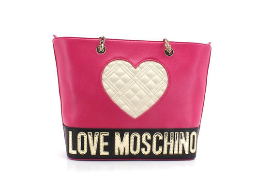 LOVE MOSCHINO Borsa Tote Cuore Quilted Fuxia Nero Avorio JC4024PP1ELD160A - Sandrini Calzature e Abbigliamento