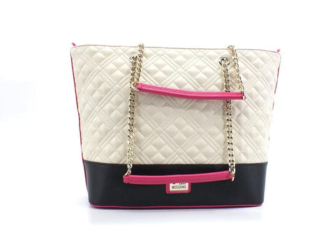 LOVE MOSCHINO Borsa Tote Cuore Quilted Fuxia Nero Avorio JC4024PP1ELD160A - Sandrini Calzature e Abbigliamento