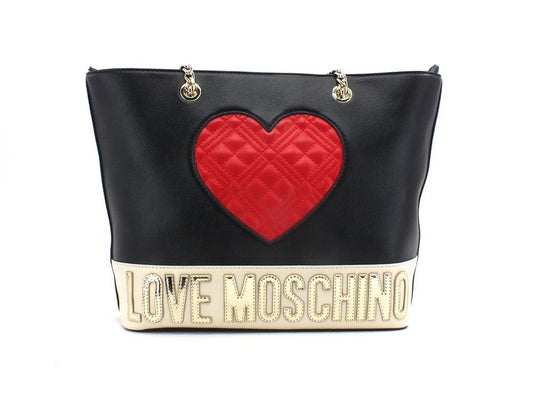 LOVE MOSCHINO Borsa Tote Cuore Quilter Nero Rosso Avorio JC4024PP1ELD100A - Sandrini Calzature e Abbigliamento