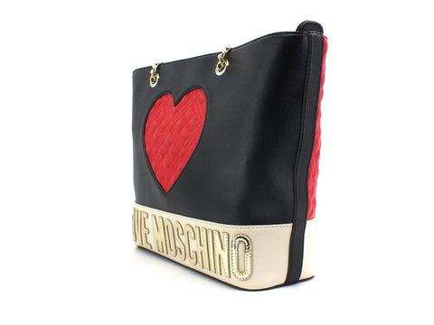 LOVE MOSCHINO Borsa Tote Cuore Quilter Nero Rosso Avorio JC4024PP1ELD100A - Sandrini Calzature e Abbigliamento