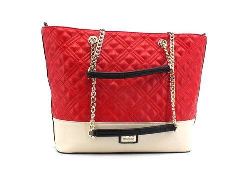 LOVE MOSCHINO Borsa Tote Cuore Quilter Nero Rosso Avorio JC4024PP1ELD100A - Sandrini Calzature e Abbigliamento