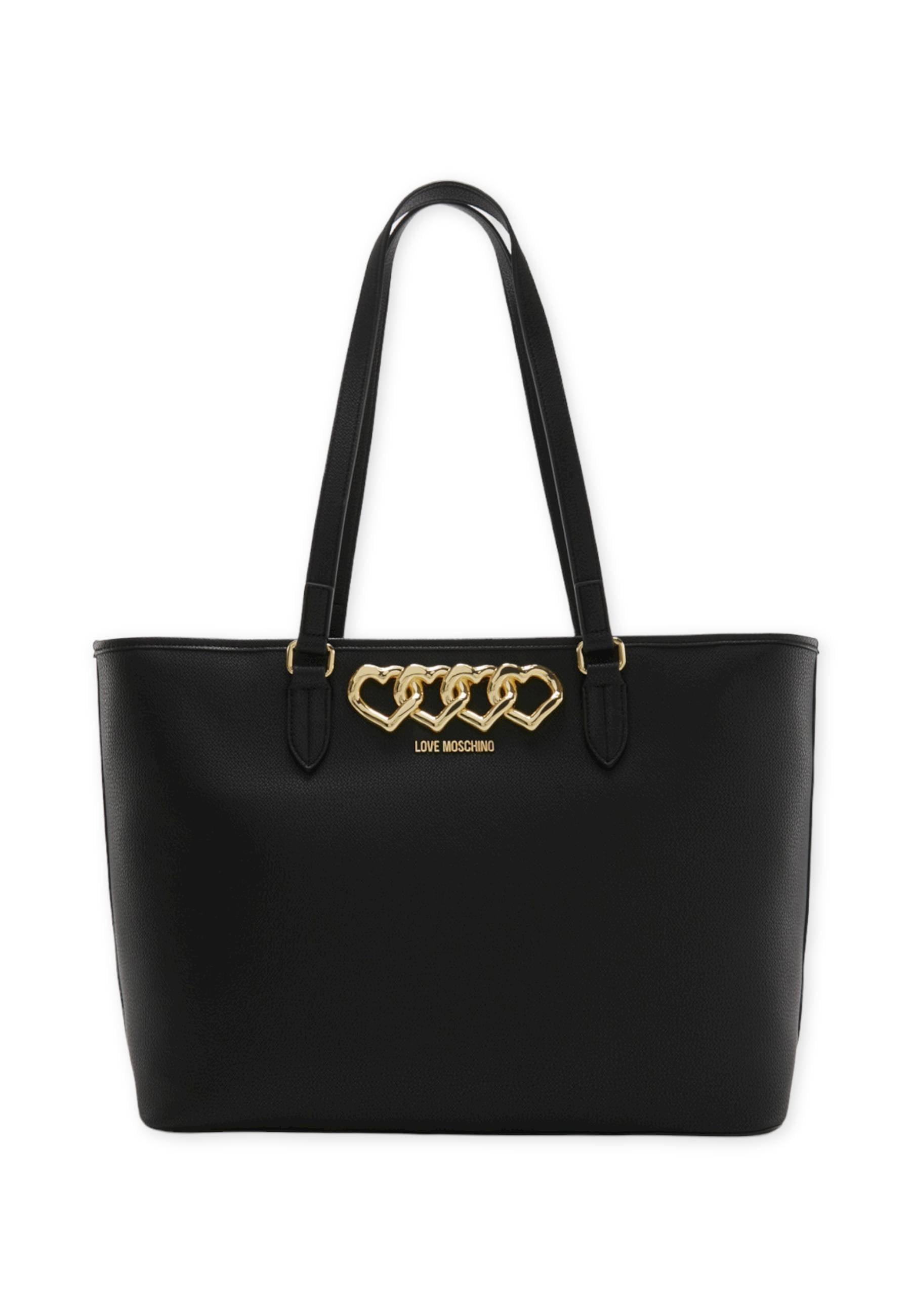 LOVE MOSCHINO Borsa Tote Heart Chain Nero JC4373PP0FKI0000 - Sandrini Calzature e Abbigliamento
