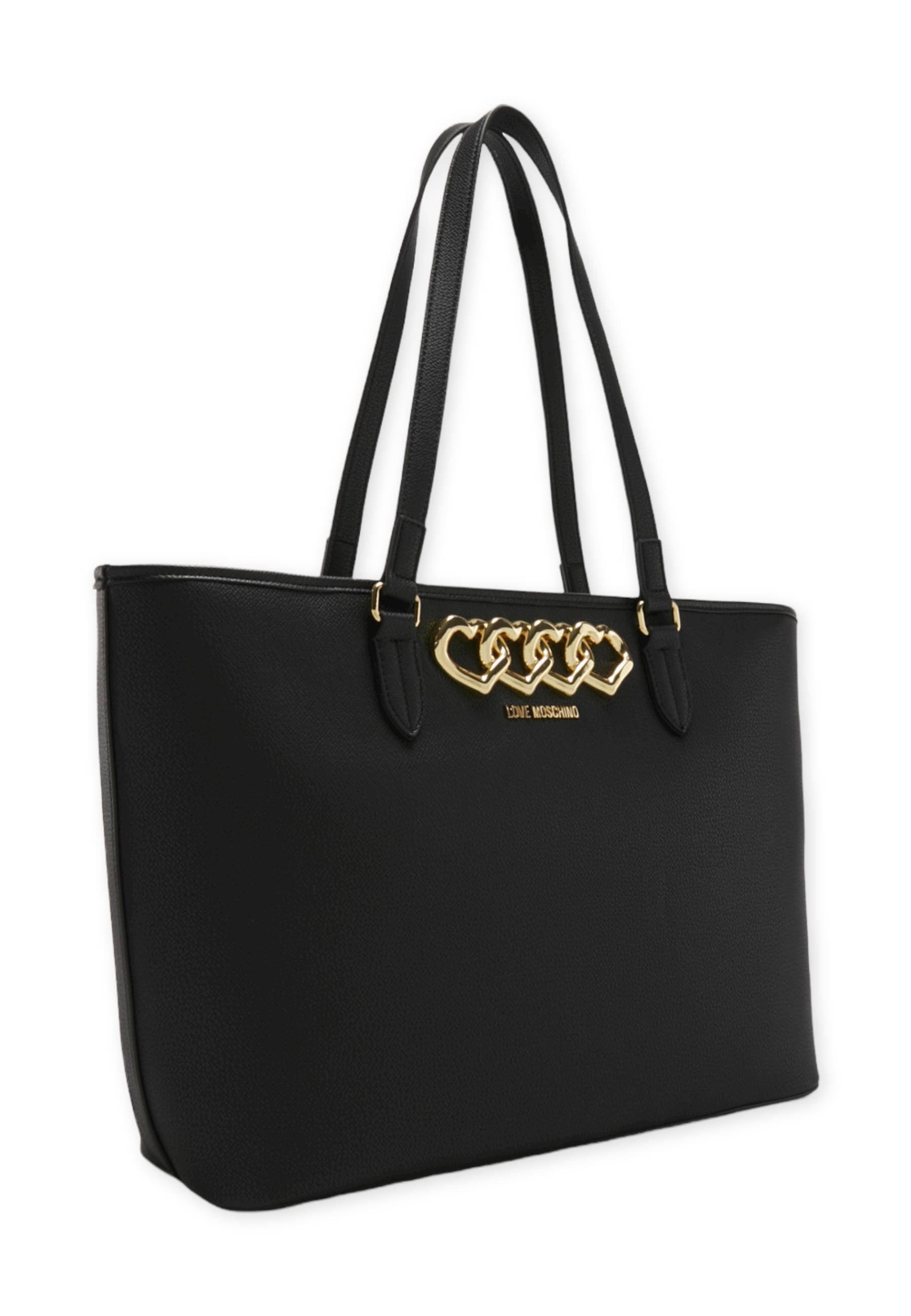 LOVE MOSCHINO Borsa Tote Heart Chain Nero JC4373PP0FKI0000 - Sandrini Calzature e Abbigliamento