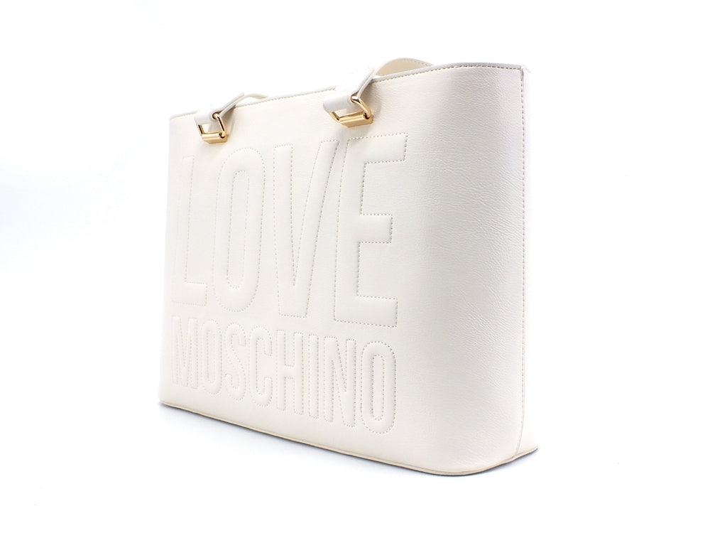 LOVE MOSCHINO Borsa Tote Logo Embossed Avorio JC4056PP1ELL0110 - Sandrini Calzature e Abbigliamento