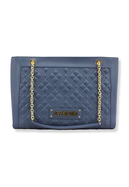 LOVE MOSCHINO Borsa Tote Logo Gold Blu Denim JC4006PP1FLA0707 - Sandrini Calzature e Abbigliamento