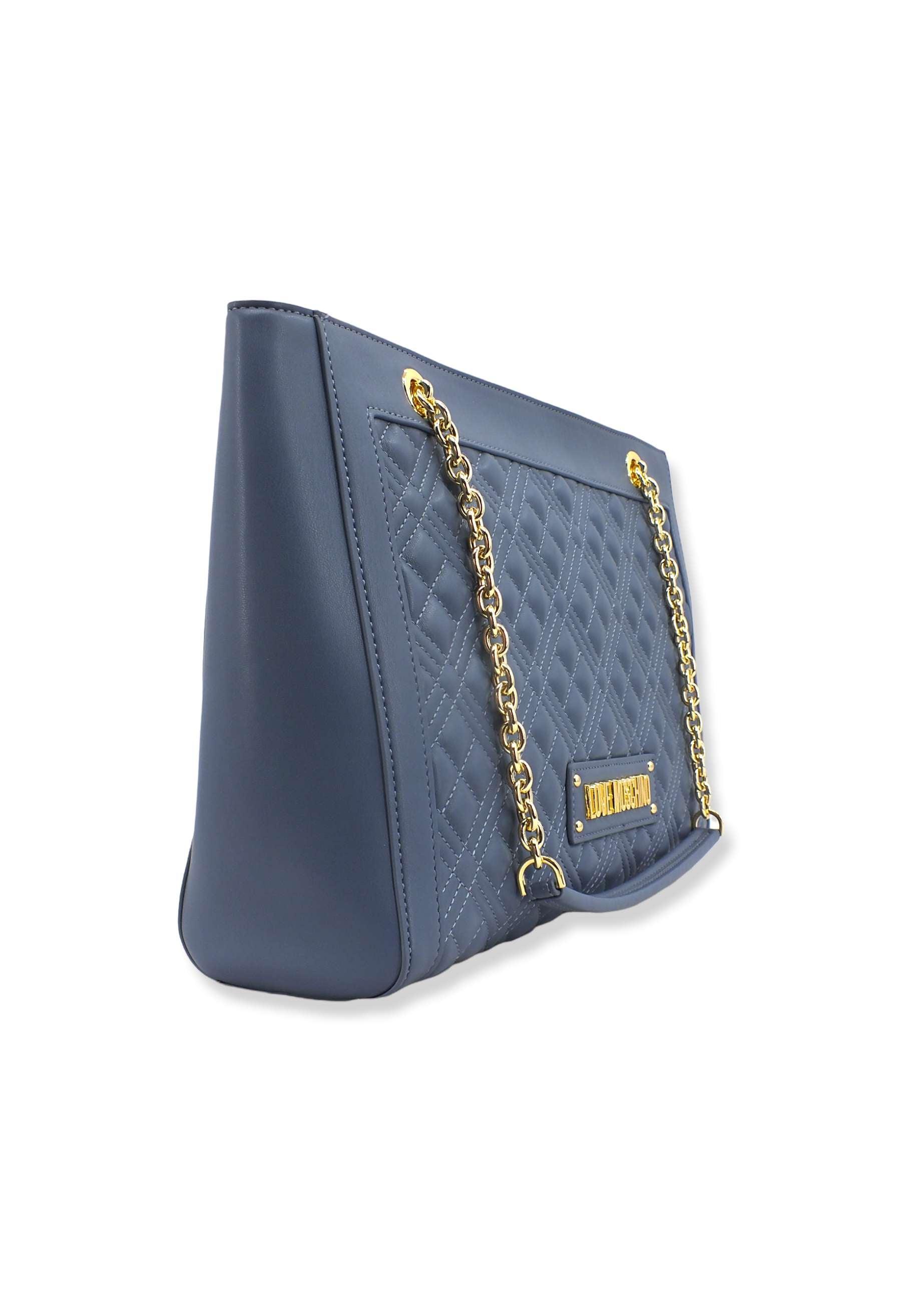 LOVE MOSCHINO Borsa Tote Logo Gold Blu Denim JC4006PP1FLA0707 - Sandrini Calzature e Abbigliamento