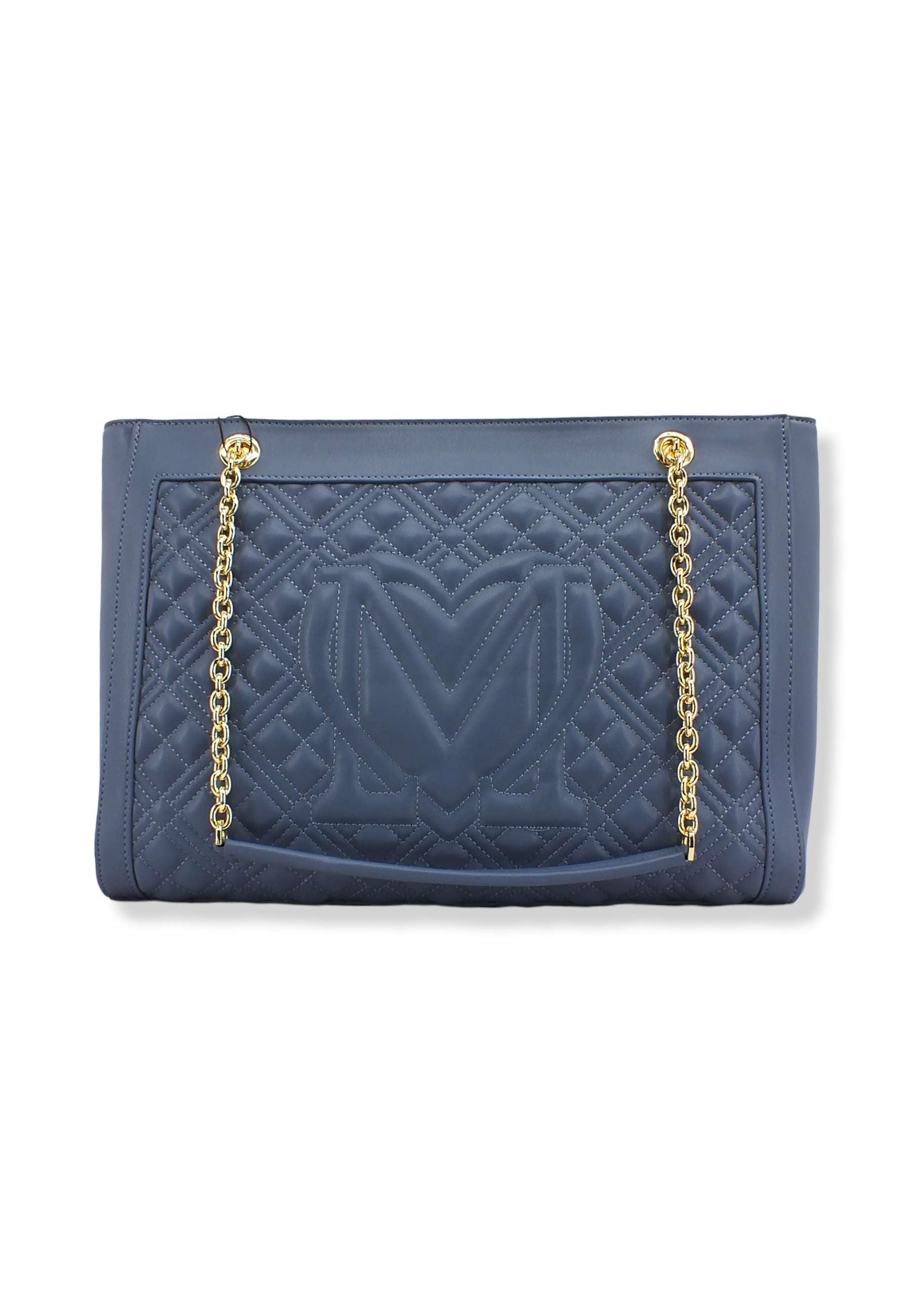LOVE MOSCHINO Borsa Tote Logo Gold Blu Denim JC4006PP1FLA0707 - Sandrini Calzature e Abbigliamento