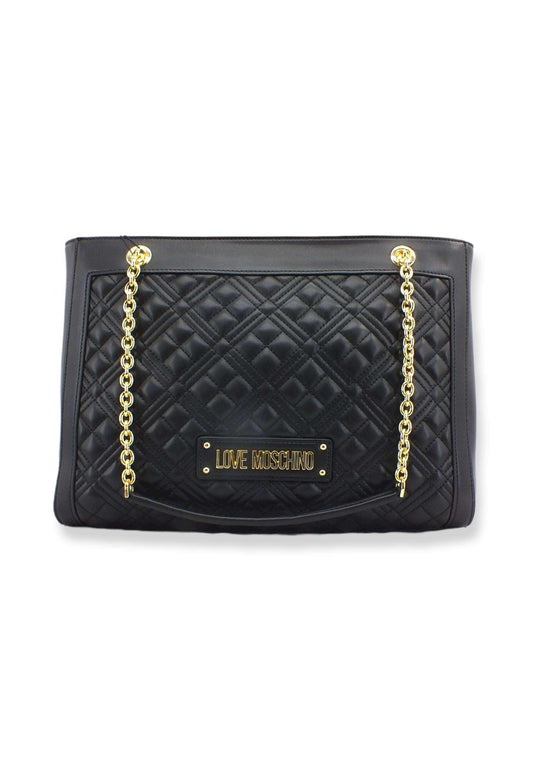 LOVE MOSCHINO Borsa Tote Logo Gold Nera JC4006PP1FLA0000 - Sandrini Calzature e Abbigliamento