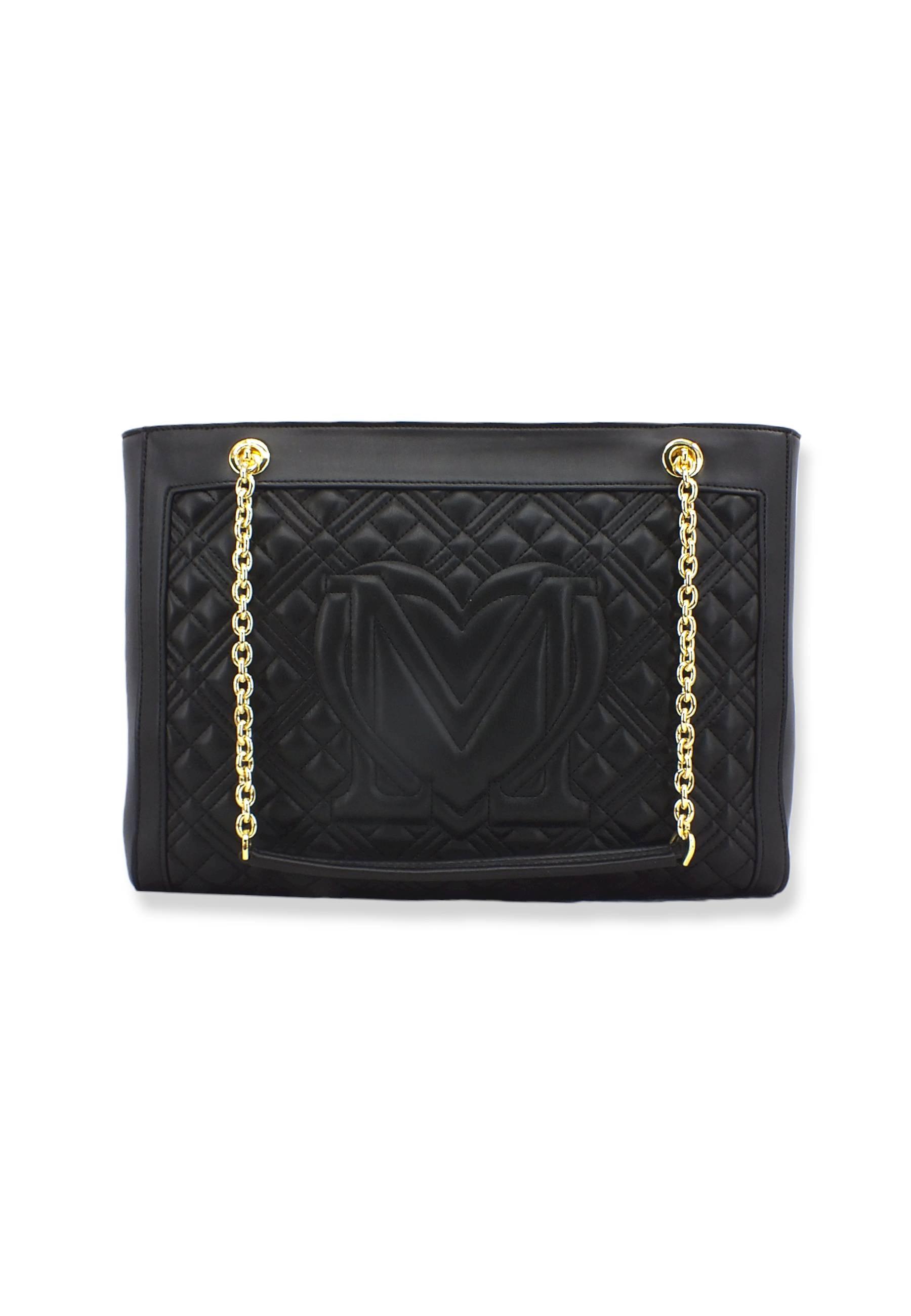 LOVE MOSCHINO Borsa Tote Logo Gold Nera JC4006PP1FLA0000 - Sandrini Calzature e Abbigliamento