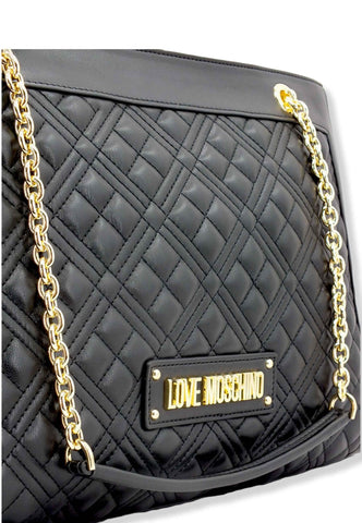 LOVE MOSCHINO Borsa Tote Logo Gold Nera JC4006PP1FLA0000 - Sandrini Calzature e Abbigliamento