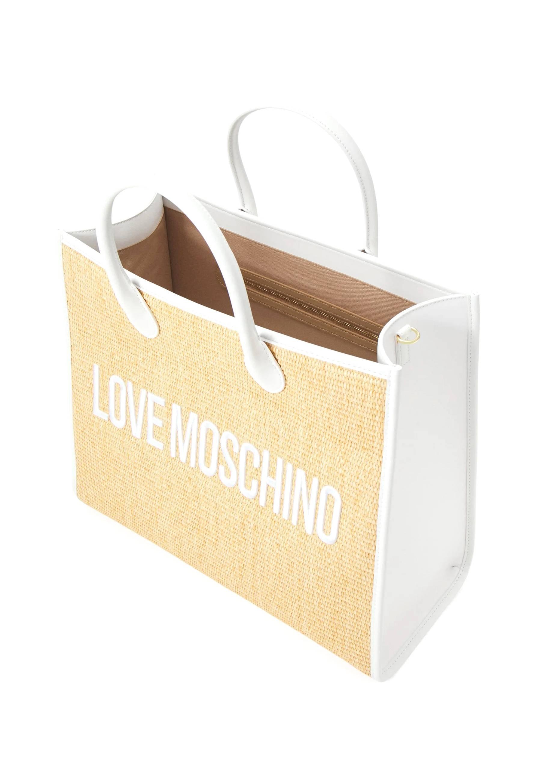 LOVE MOSCHINO Borsa Tote Naturale Bianco JC4318PP0GKN110A - Sandrini Calzature e Abbigliamento