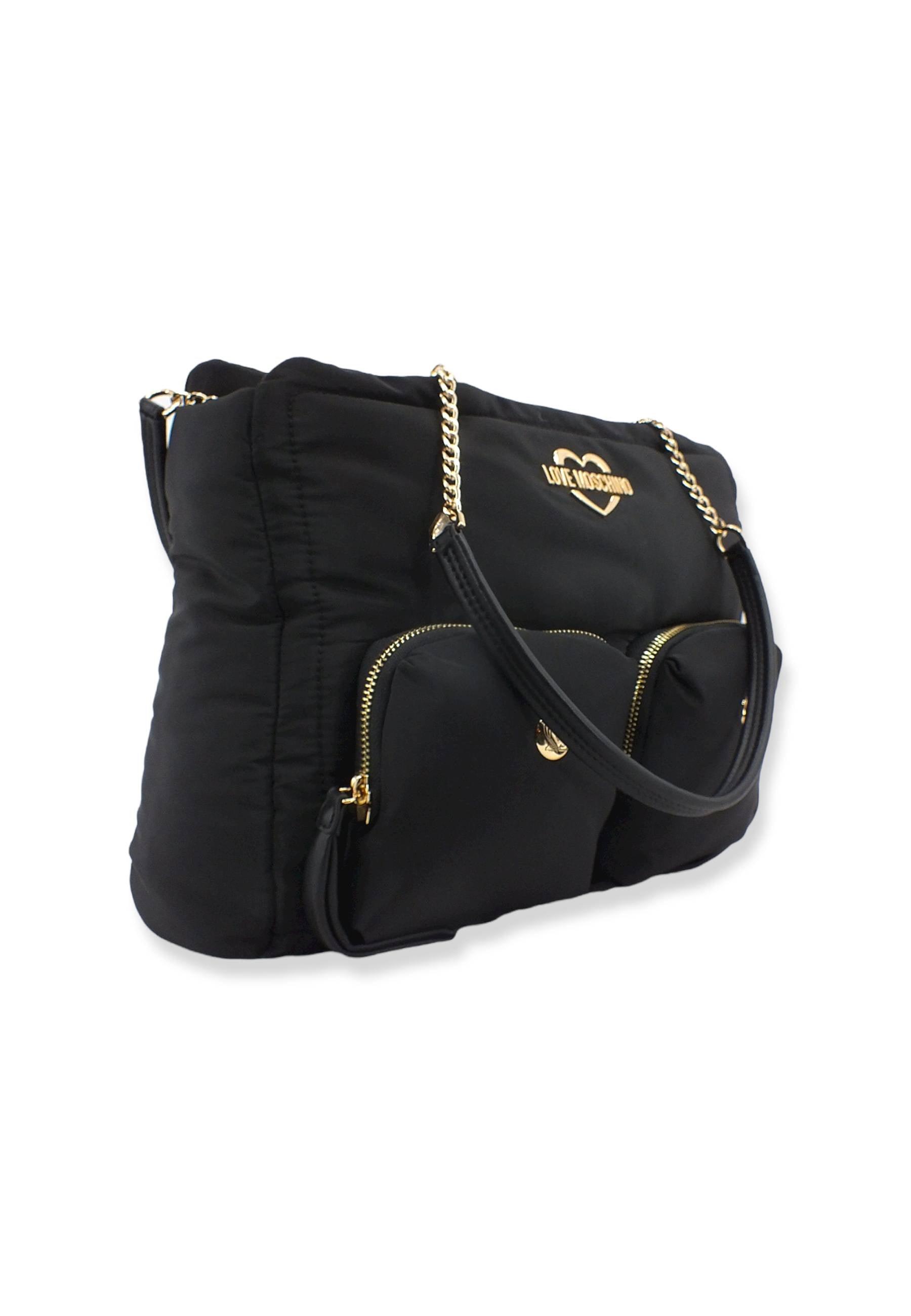 LOVE MOSCHINO Borsa Tote Zip Nylon Donna Nero JC4056PPFLE100A - Sandrini Calzature e Abbigliamento