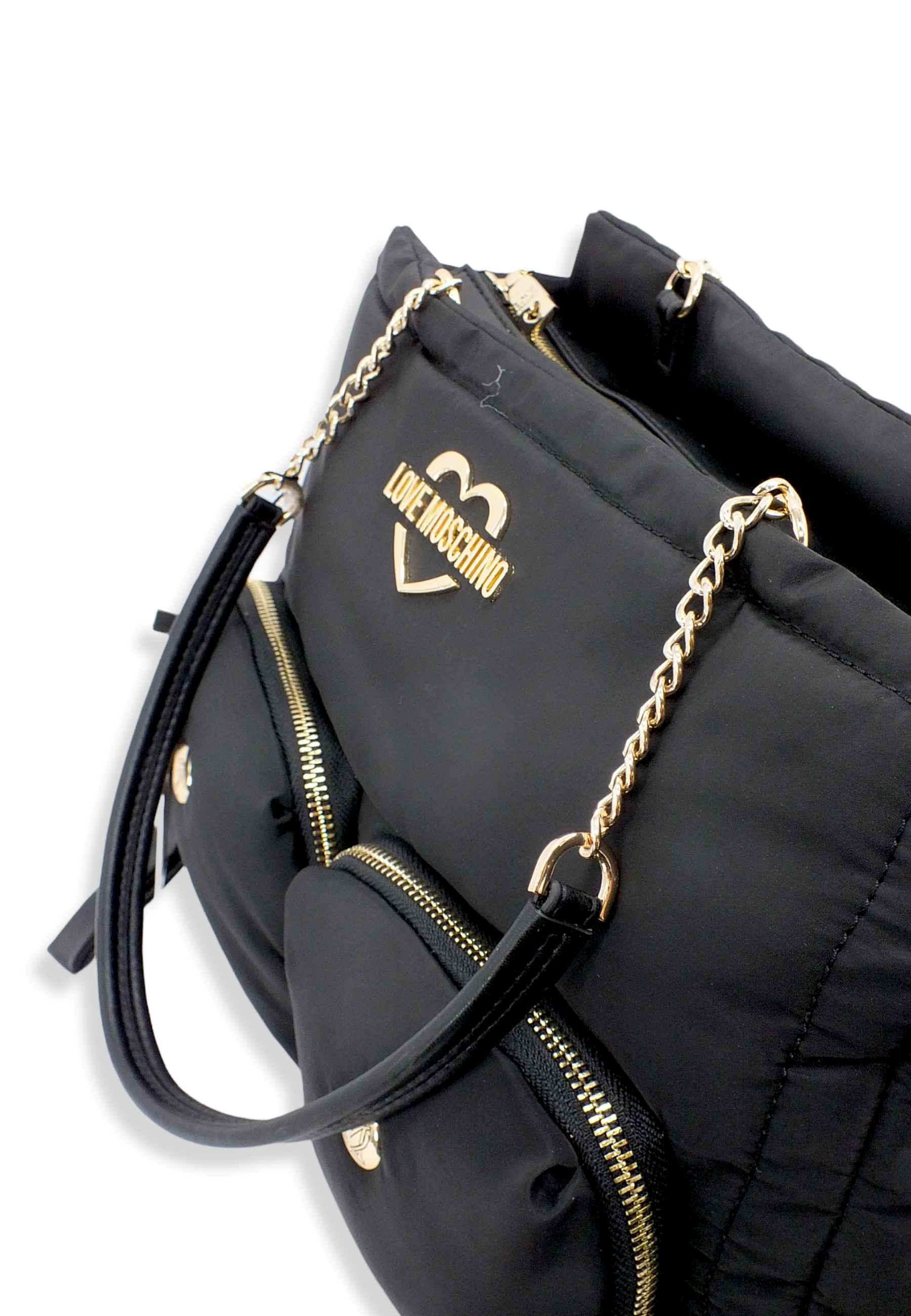 LOVE MOSCHINO Borsa Tote Zip Nylon Donna Nero JC4056PPFLE100A - Sandrini Calzature e Abbigliamento