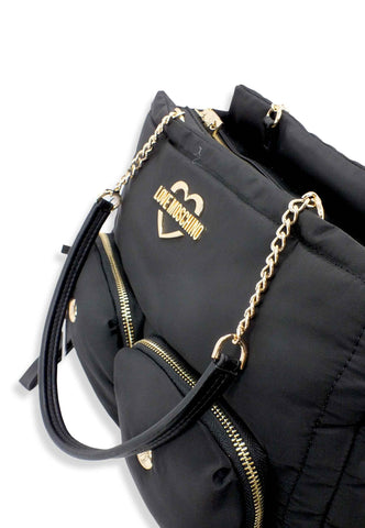 LOVE MOSCHINO Borsa Tote Zip Nylon Donna Nero JC4056PPFLE100A - Sandrini Calzature e Abbigliamento
